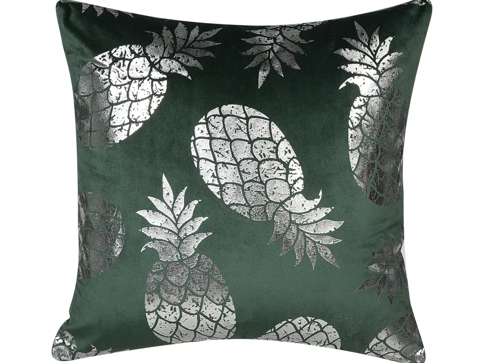 Dekokissen Ananas-Motiv Samtstoff Dunkelgrun 45 X 45 Cm 2Er Set Astilbe