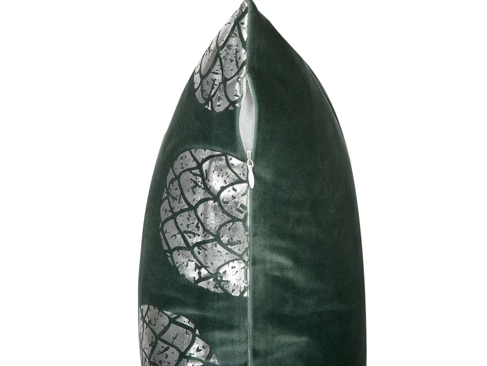 Dekokissen Ananas-Motiv Samtstoff Dunkelgrun 45 X 45 Cm 2Er Set Astilbe