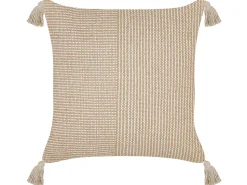 Dekokissen Baumwolle Beige Mit Quasten 45 X 45 Cm Aralia