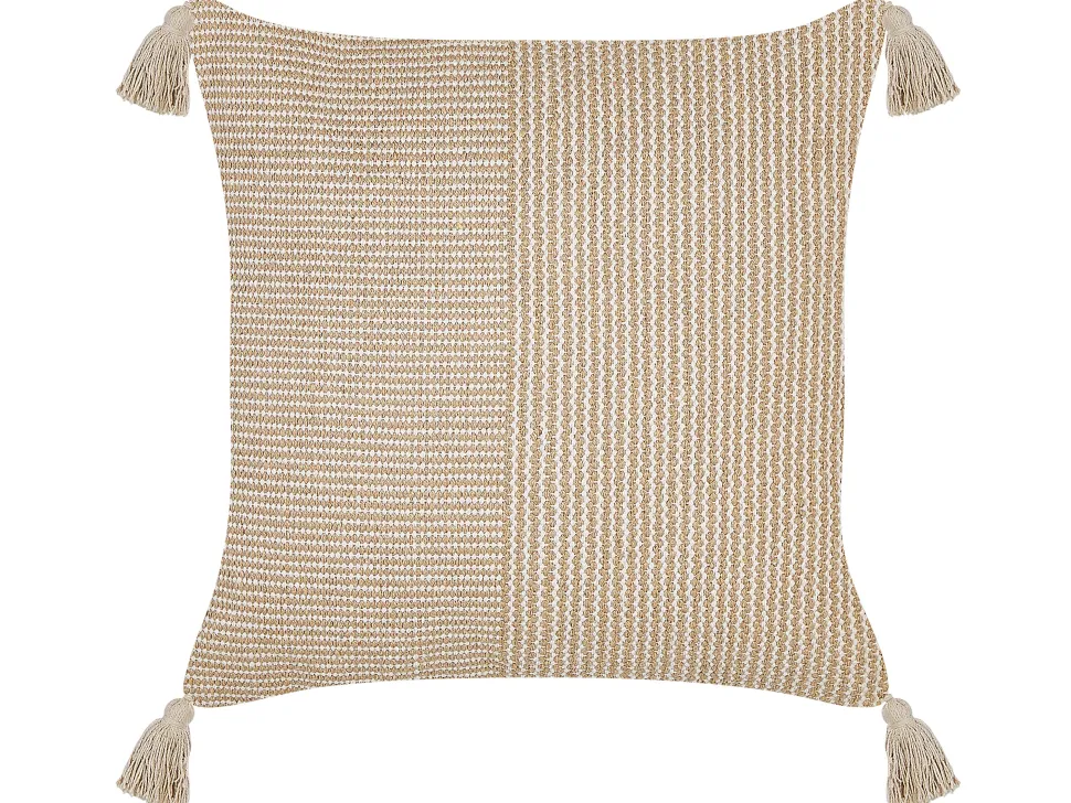 Dekokissen Baumwolle Beige Mit Quasten 45 X 45 Cm Aralia