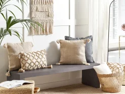 Dekokissen Baumwolle Beige Mit Quasten 45 X 45 Cm Aralia