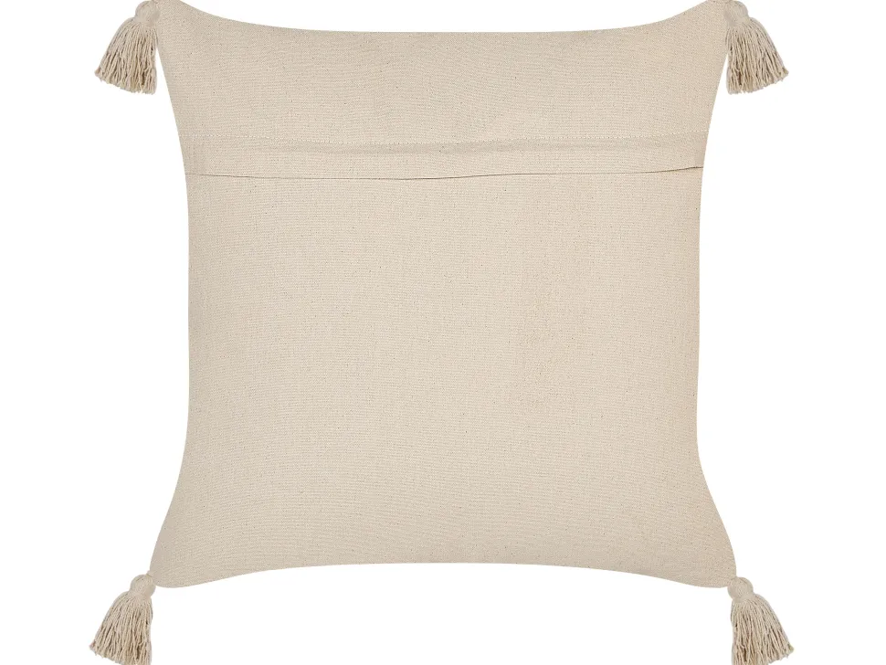 Dekokissen Baumwolle Beige Mit Quasten 45 X 45 Cm Aralia