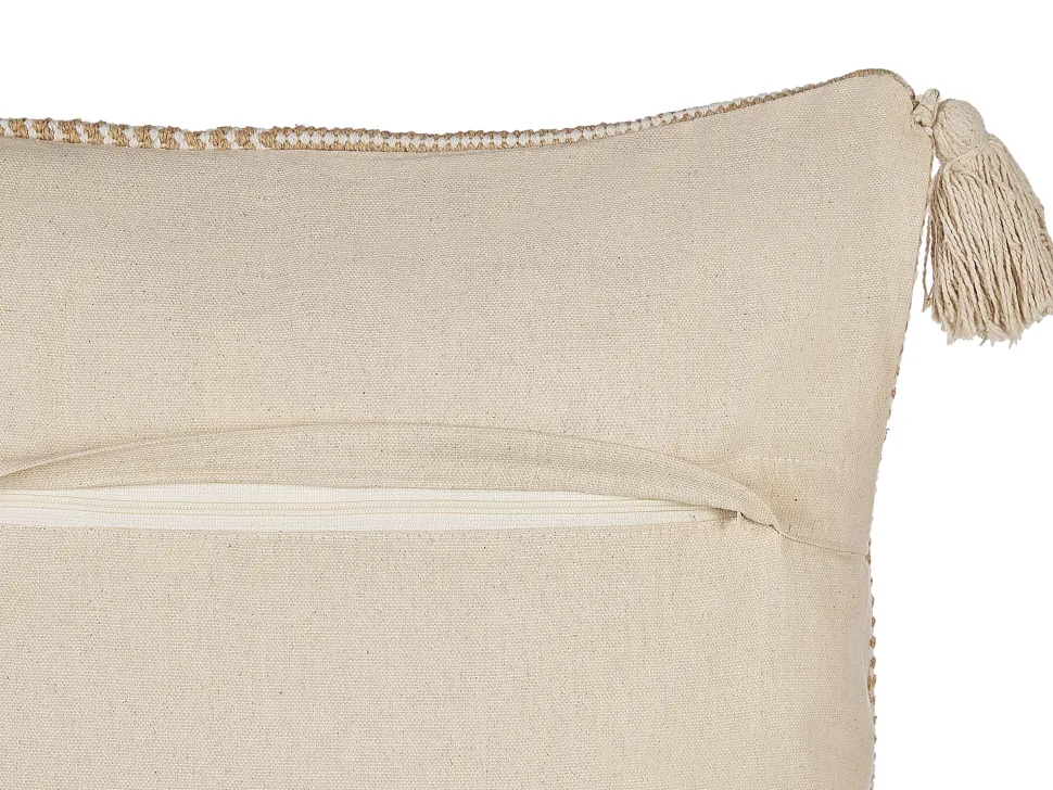 Dekokissen Baumwolle Beige Mit Quasten 45 X 45 Cm Aralia