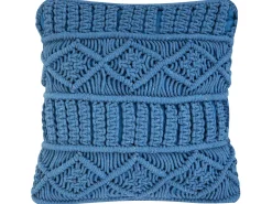 Dekokissen Baumwolle Blau Makramee 45 X 45 Cm Karatas