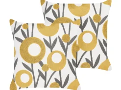 Dekokissen Baumwolle Blumenmotiv Mehrfarbig 45 X 45 Cm 2Er Set Shallot