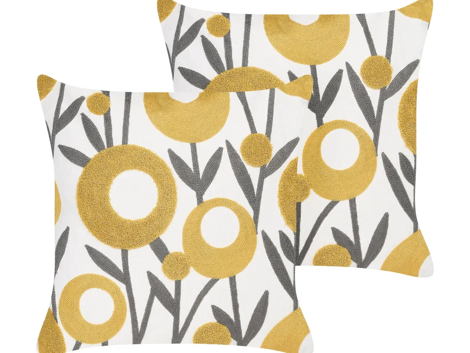 Dekokissen Baumwolle Blumenmotiv Mehrfarbig 45 X 45 Cm 2Er Set Shallot