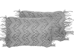 Dekokissen Baumwolle Grau Makramee 30 X 45 Cm 2Er Set Kirikkale