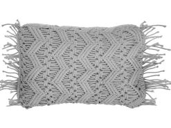 Dekokissen Baumwolle Grau Makramee 30 X 45 Cm 2Er Set Kirikkale