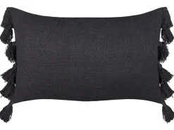 Dekokissen Baumwolle Grau Mit Quasten 35 X 55 Cm 2Er Set Lythrum