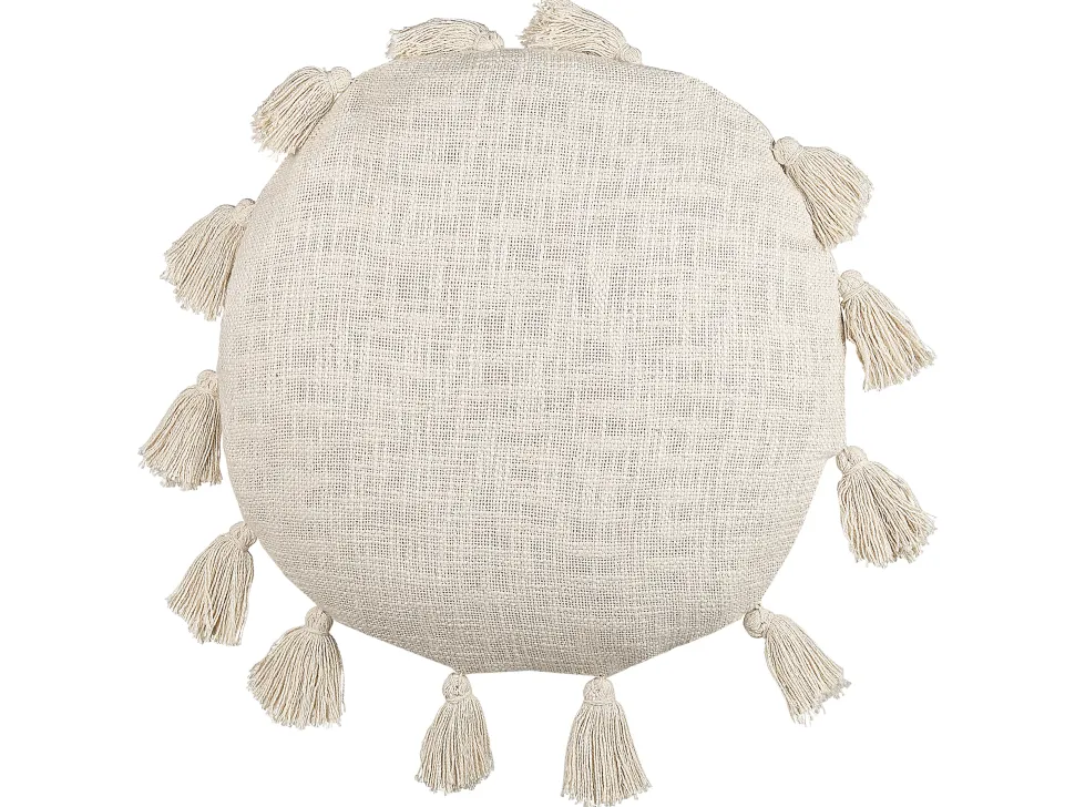 Dekokissen Baumwolle Hellbeige Mit Quasten 45 Cm Madia