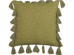 Dekokissen Baumwolle Olivgrun Mit Quasten 45 X 45 Cm Lynchis