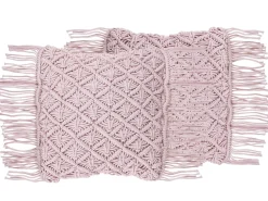 Dekokissen Baumwolle Rosa Makramee 40 X 40 Cm 2Er Set Yaniklar