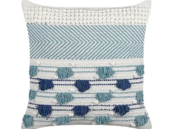 Dekokissen Baumwolle Weis/Blau Mit Quasten 45 X 45 Cm 2Er Set Datura