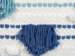 Dekokissen Baumwolle Weis/Blau Mit Quasten 45 X 45 Cm 2Er Set Datura