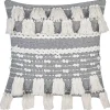 Dekokissen Baumwolle Weis / Grau Mit Quasten 45 X 45 Cm Brahea