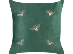 Dekokissen Bienenmuster Samtstoff Smaragdgrun Bestickt 45 X 45 Cm 2Er Set Talinum