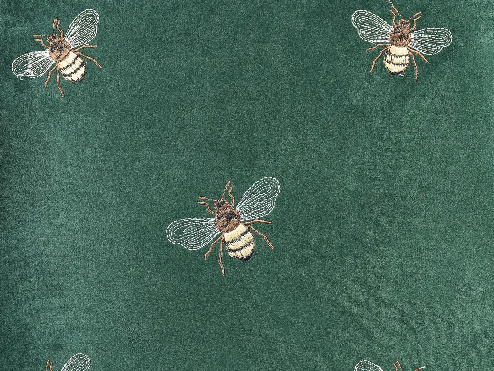 Dekokissen Bienenmuster Samtstoff Smaragdgrun Bestickt 45 X 45 Cm 2Er Set Talinum