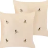Dekokissen Bienenmuster Samtstoff Beige Bestickt 45 X 45 Cm 2Er Set Talinum