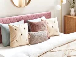 Dekokissen Bienenmuster Samtstoff Beige Bestickt 45 X 45 Cm 2Er Set Talinum