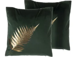 Dekokissen Blatt Samtstoff Dunkelgrun 45 X 45 Cm 2Er Set Fern