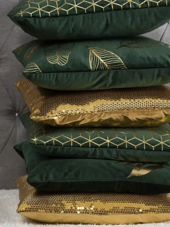 Dekokissen Blatt Samtstoff Dunkelgrun 45 X 45 Cm 2Er Set Fern