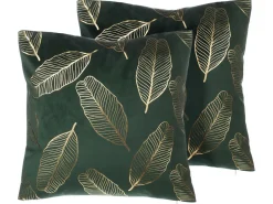 Dekokissen Blatter Samtstoff Dunkelgrun 45 X 45 Cm 2Er Set Freesia
