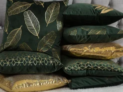 Dekokissen Blatter Samtstoff Dunkelgrun 45 X 45 Cm 2Er Set Freesia