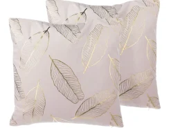 Dekokissen Blatter Samtstoff Rosa 45 X 45 Cm 2Er Set Freesia