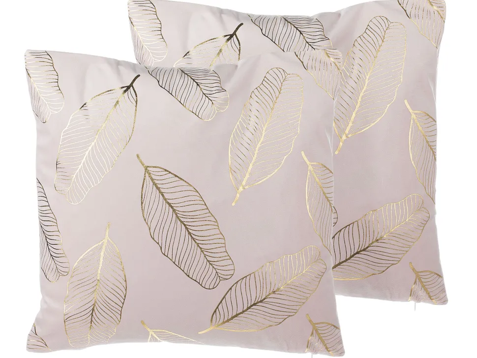 Dekokissen Blatter Samtstoff Rosa 45 X 45 Cm 2Er Set Freesia