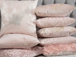 Dekokissen Blatter Samtstoff Rosa 45 X 45 Cm 2Er Set Freesia