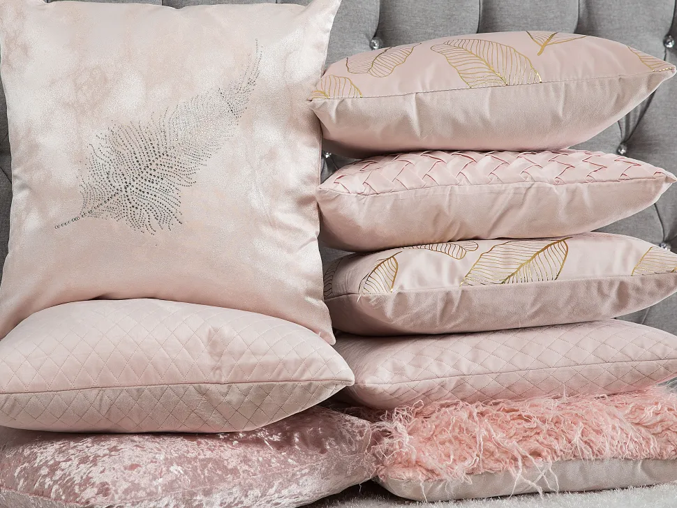 Dekokissen Blatter Samtstoff Rosa 45 X 45 Cm 2Er Set Freesia