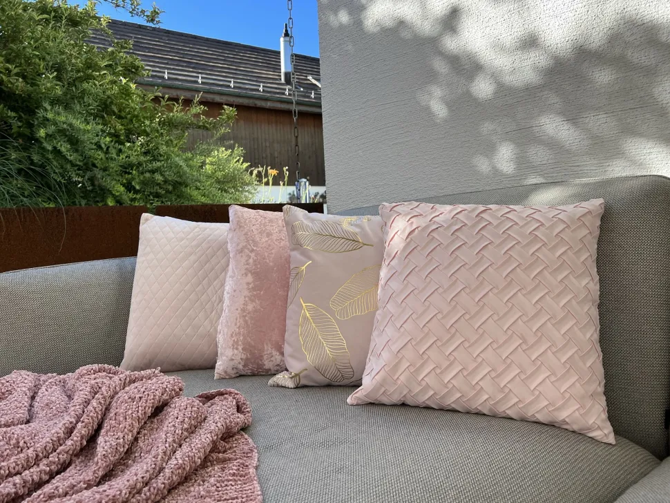 Dekokissen Blatter Samtstoff Rosa 45 X 45 Cm 2Er Set Freesia