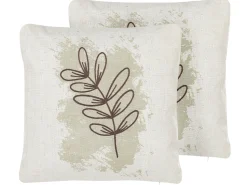 Dekokissen Blattermotiv Beige 45 X 45 Cm 2Er Set Calendula