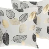 Dekokissen Blattermotiv Baumwolle Schwarz-Gold 45 X 45 Cm 2Er Set Lotus