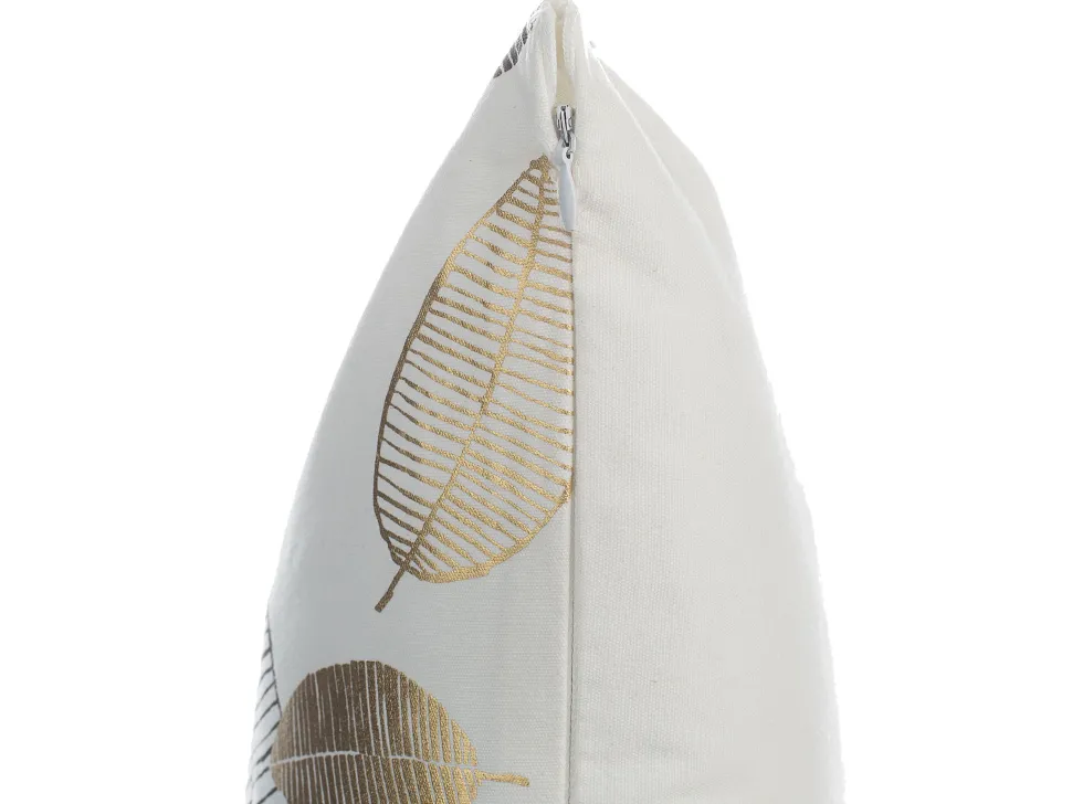 Dekokissen Blattermotiv Baumwolle Schwarz-Gold 45 X 45 Cm 2Er Set Lotus