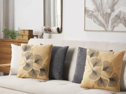 Dekokissen Blattermotiv Beige / Schwarz 45 X 45 Cm 2Er Set Wakad