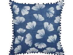Dekokissen Blattermotiv Dunkelblau / Weis 45 X 45 Cm 2Er Set Dandelion