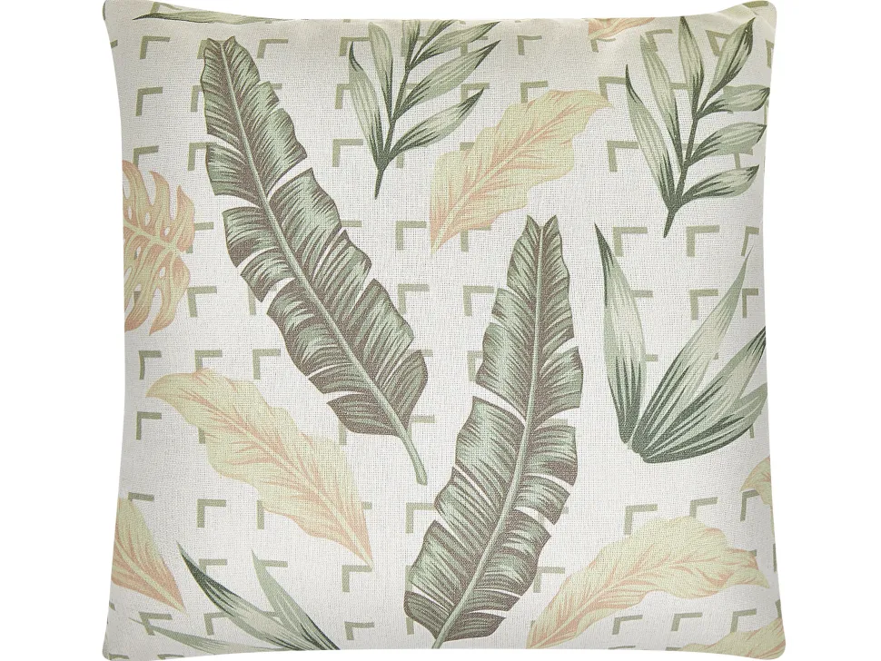 Dekokissen Blattermotiv Grun / Beige 45 X 45 Cm 2Er Set Rhapis