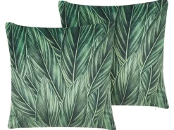 Dekokissen Blattermotiv Samtstoff Grun 45 X 45 Cm 2Er Set Diascia