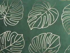 Dekokissen Blattermotiv Samtstoff Dunkelgrun / Gold 45 X 45 Cm 2Er Set Monstera