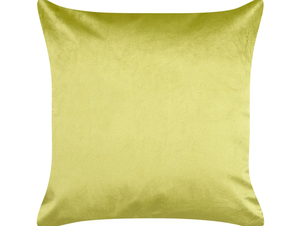 Dekokissen Blattermotiv Samtstoff Hellgrun / Gold 45 X 45 Cm 2Er Set Monstera