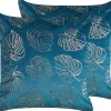 Dekokissen Blattermotiv Samtstoff Blau 45 X 45 Cm 2Er Set Monstera