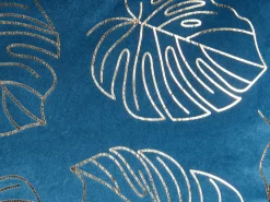 Dekokissen Blattermotiv Samtstoff Blau 45 X 45 Cm 2Er Set Monstera