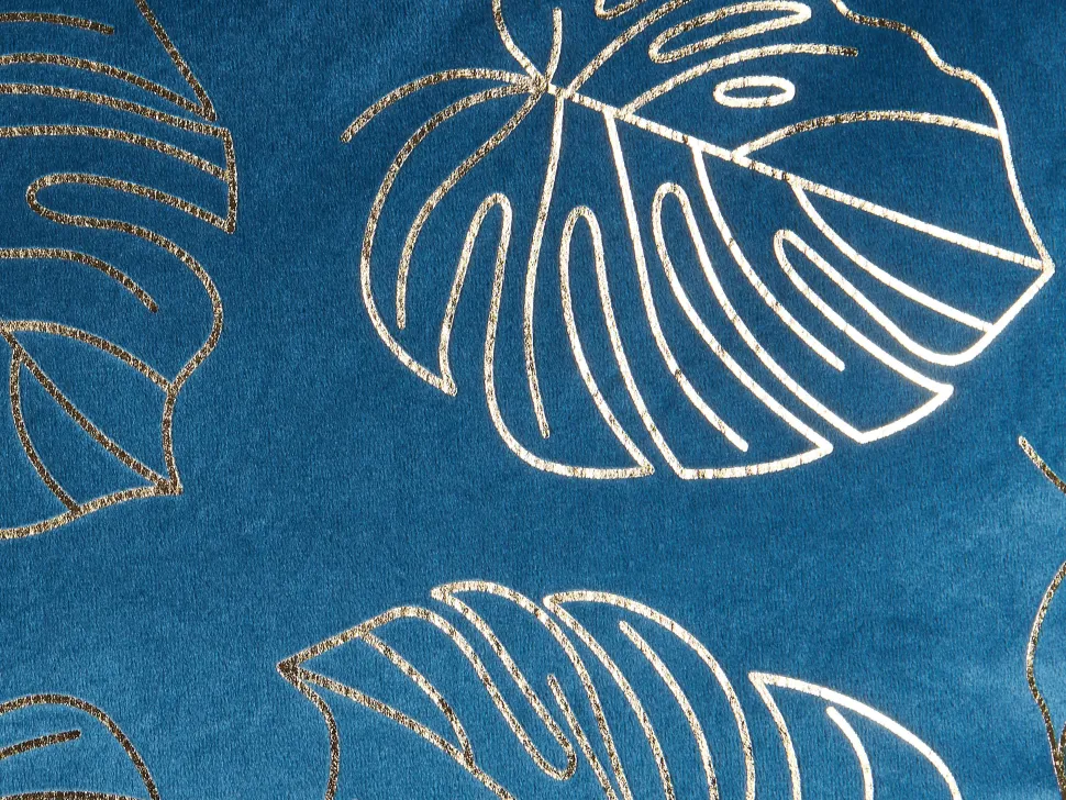 Dekokissen Blattermotiv Samtstoff Blau 45 X 45 Cm 2Er Set Monstera