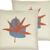 Dekokissen Blattmotiv Rot Bestickt 45 X 45 Cm 2Er Set Davallia