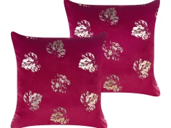 Dekokissen Blattmuster Samtstoff Goldrot 45 X 45 Cm 2Er Set Goldenrod