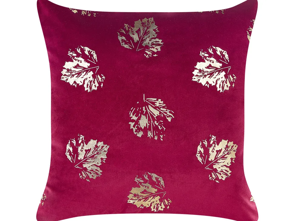 Dekokissen Blattmuster Samtstoff Goldrot 45 X 45 Cm 2Er Set Goldenrod