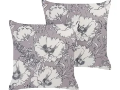 Dekokissen Blumenmotiv Grau / Weis 45 X 45 Cm 2Er Set Sophora