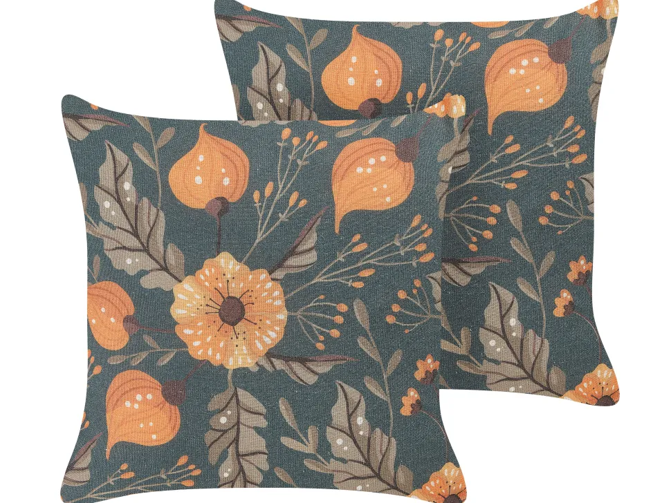 Dekokissen Blumenmotiv Mehrfarbig 45 X 45 Cm 2Er Set Sotol