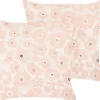 Dekokissen Blumenmotiv Samtstoff Rosa / Beige 45 X 45 Cm 2Er Set Triteleia